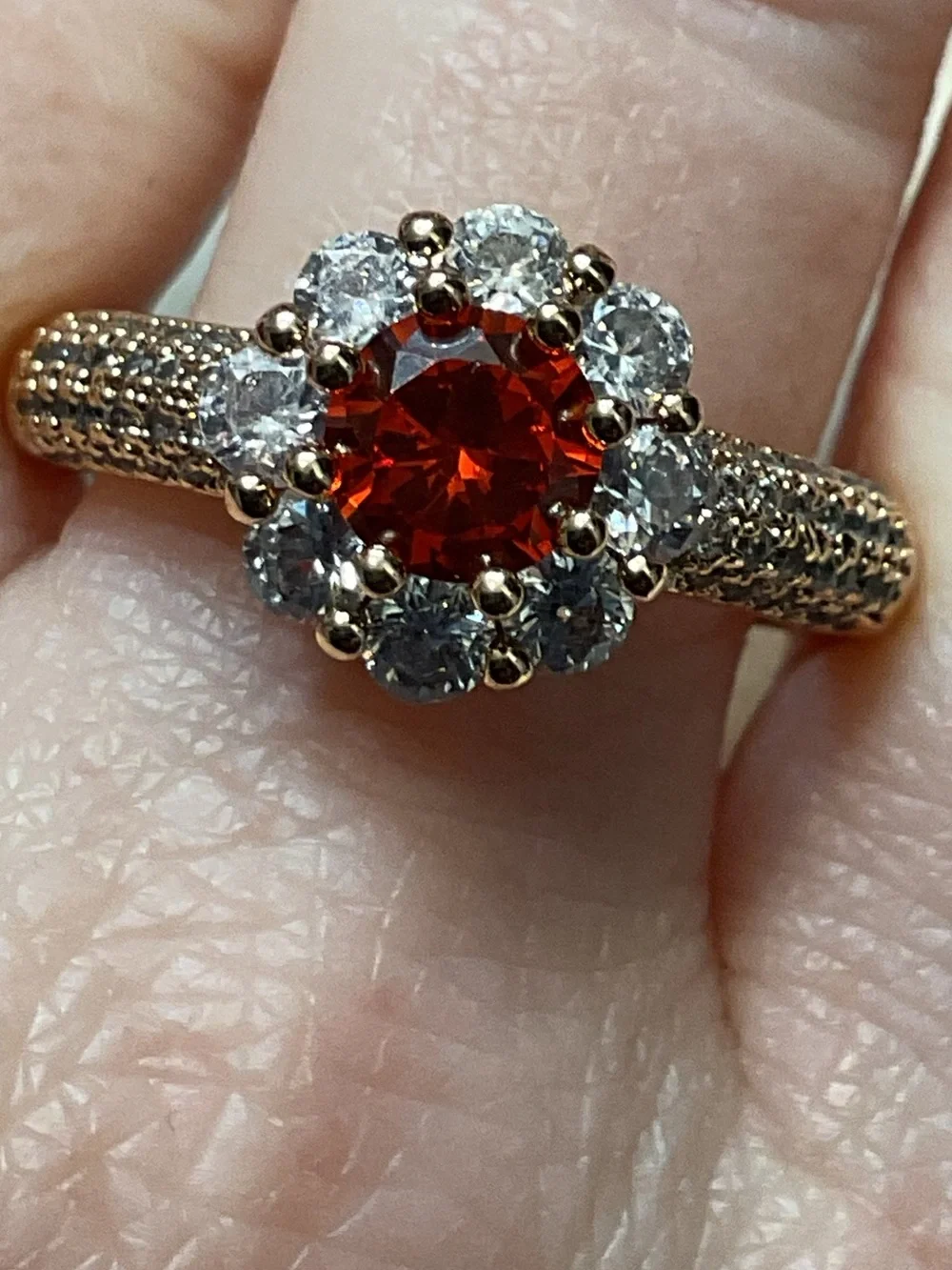 Halo Ring with Red Center